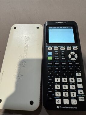 Texas Instruments TI-84 Plus CE Graphing Calculator - Black with White Cover.